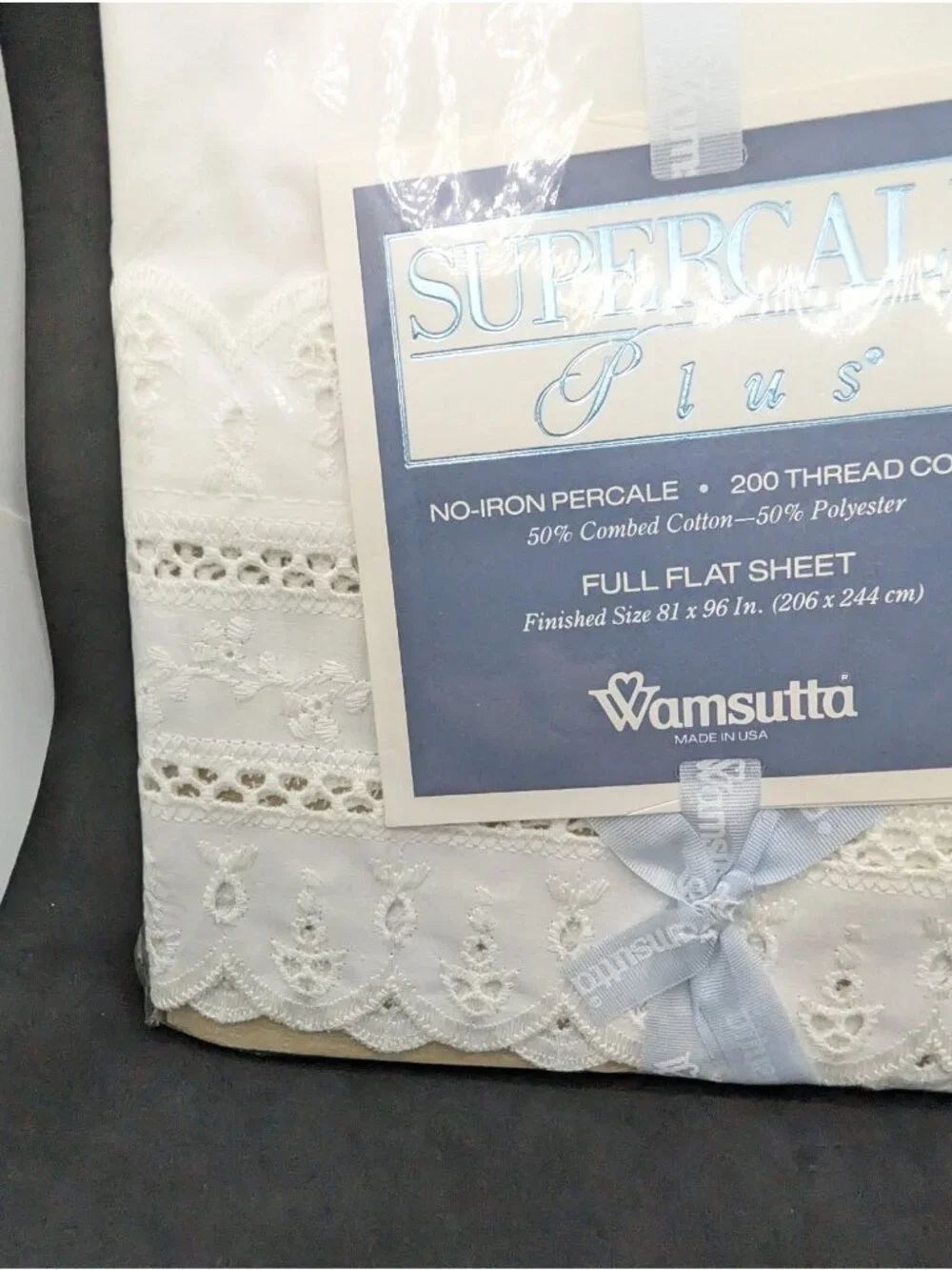 Vintage Wamsutta Supercale Plus 200 Thread Count Percale Full Flat Sheet WHITE